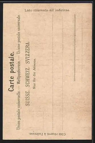 Lithographie Arth-Rigi-Bahn am Dossenbachfall bei Nacht