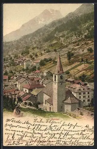 AK Salvan, Teilansicht mit Kirche