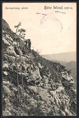 AK Bergsteiger an der Leiter am Springsteig an der Hohen Wand