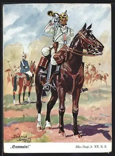 Künstler-AK Döbrich-Steglitz: Sammeln, Kür.-Regt. 5