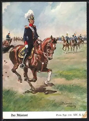 Künstler-AK Döbrich-Steglitz: Der Adjutant, Gren. Regt. 110