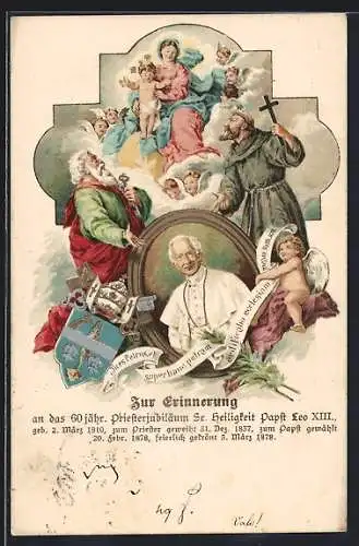 AK Papst Leo XIII., Erinnerung a. d. 20 jähr. Pontificat