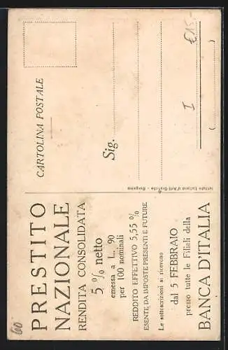 AK Prestito Nazionale, Rendita Consolidata, Soldat am Felsen, Kriegsanleihe