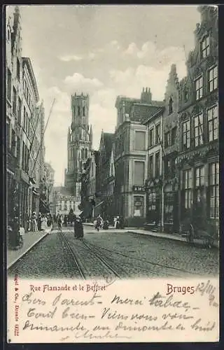 AK Bruges, Rue Flamande et le Breffroi