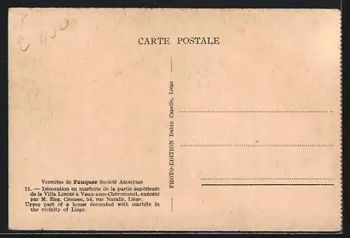 AK Vaux-sous-Chèvrement, Décoration en marbrite de la partie supérieure de la Villa Libois