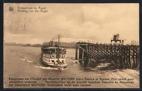 AK Schelle, Embouchure du Rupel, Excursions sur l`Escaut par Steamer Wilford entre Tamise et Anvers