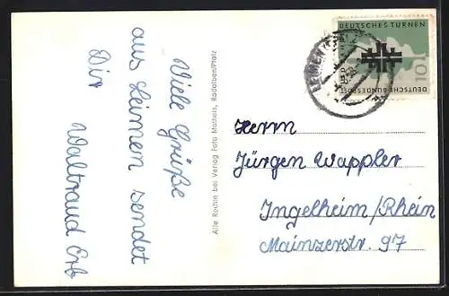 AK Leimen / Pfalz, Ortspanorama, Fritz-Claus-Denkmal, Kaufhaus Kasper, Kath. Kirche