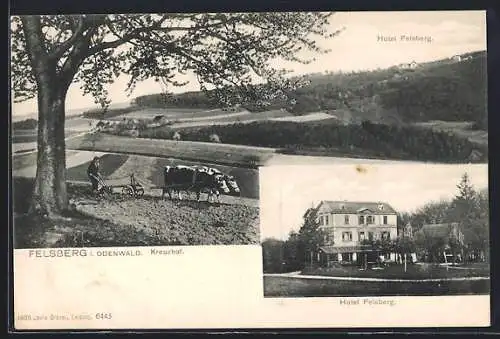 AK Felsberg / Odenwald, Ortsansicht mit Hotel Felsberg