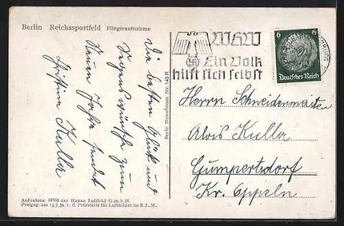 AK Berlin, Fliegeraufnahme des Reichssportfelds