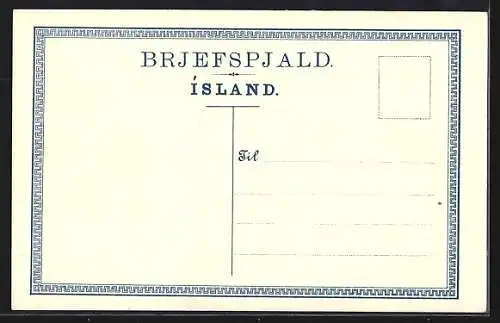 AK Island, Briefmarken, Landkarte Island und Umgebung