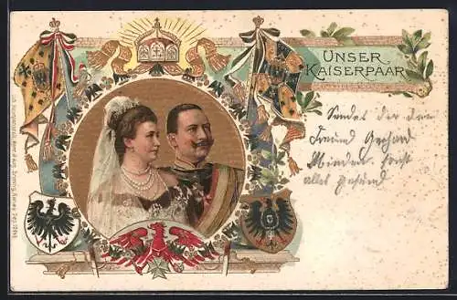 Lithographie Kaiserin Auguste Victoria Königin von Preussen, Unser Kaiserpaar
