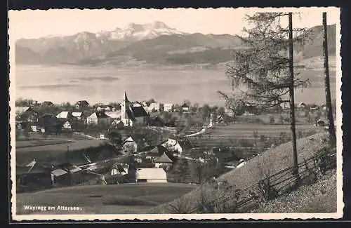 AK Weyregg am Attersee, Panoramablick vom Berg gesehen