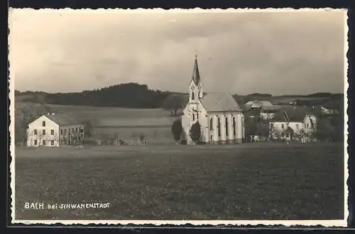 AK Rutzenham /O.-Oe., Bach bei Schwanenstadt, Ortsansicht mit Kirche