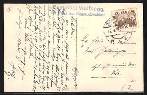 AK Wolfsegg /O. Ö., Ortspanorama aus der Vogelschau