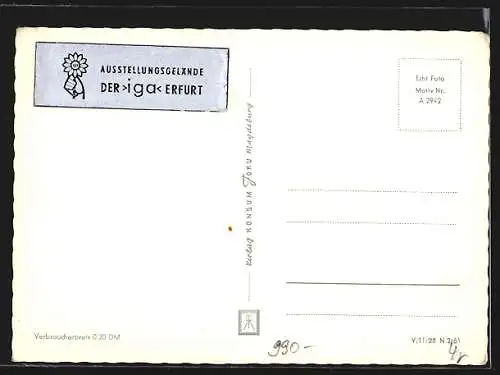 AK Erfurt, Internationale Gartenbauausstellung, Partie an der Wasserkunst