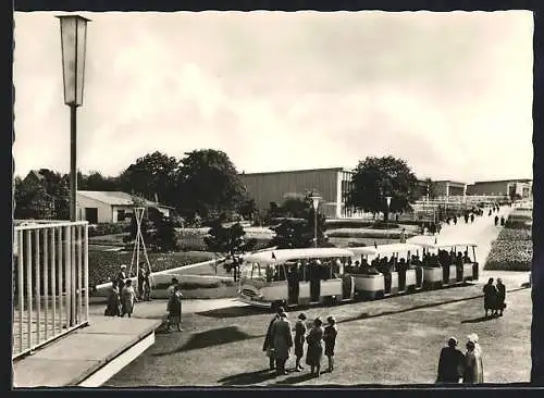 AK Erfurt, Internationale Gartenbauausstellung, Blick von der Rendezvousbrücke