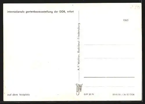AK Erfurt, Internationale Gartenbauausstellung, Auf dem Festplatz