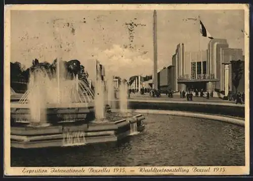 AK Bruxelles, Exposition Internationale 1935, Palais Grand Duche de Luxemburg, Fontaine