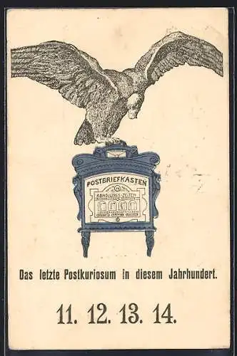 AK Adler auf dem Postbriefkasten, 11.12.13.14