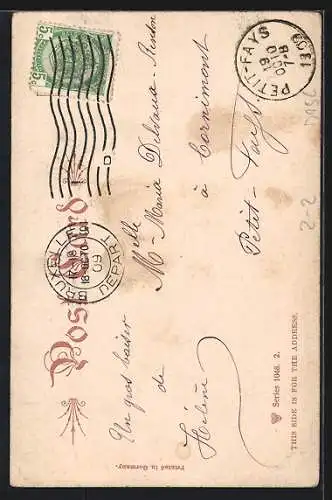 AK US-Amerikanische Briefmarken mit Tintenfass und Schreibfeder