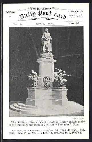 AK Zeitschrift The Illustrated Daily Post-Card, The Gladstone Statue