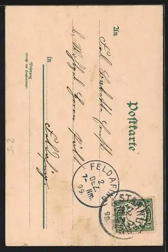 Lithographie Gedicht über einen See voller Ansichtskarten