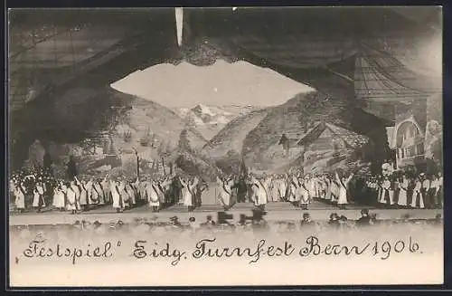 AK Bern, Eidg. Turnfest 1906, Festspiel-Aufführung, Bühnenszene