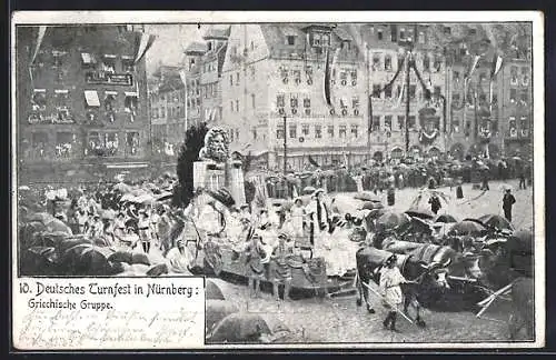 AK Nürnberg, 10. Deutsches Turnfest, Festzug, Griechische Gruppe