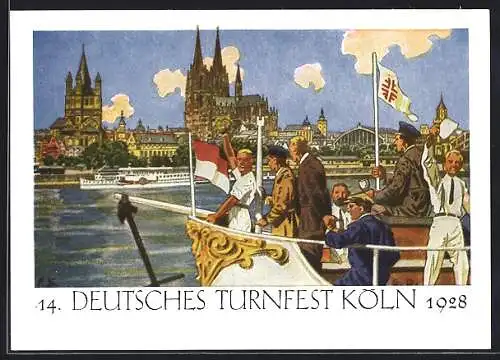AK Köln, 14. Deutsches Turnfest 1928, Turnfahrt auf dem Rhein