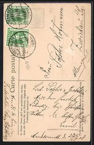 AK Schweiz, Schweizer Gebirgspost, Postkutsche auf einer Bergstrasse