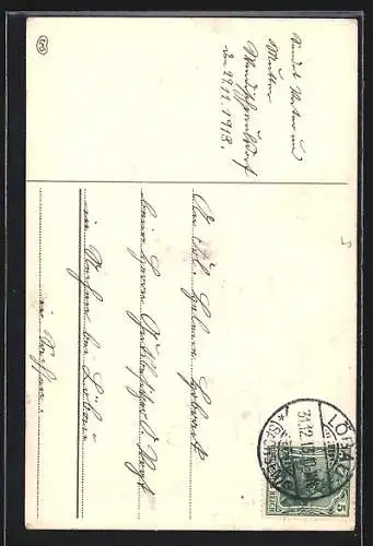 Präge-AK Postkutsche mit Kleeblättern, Neujahrsgruss