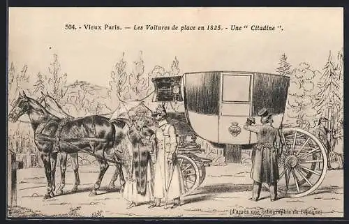 Künstler-AK Vieux Paris, Les Voitures de place en 1825, Une Citadine