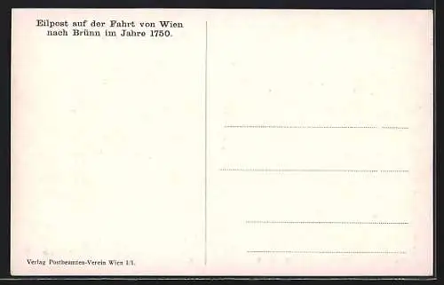 AK Eilpost auf der Fahrt von Wien nach Brünn im Jahre 1750, Postkutsche