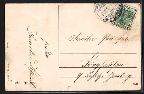 AK Postkutsche auf verschneiter Strasse am Tor, Neujahrsgruss