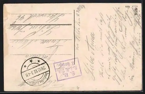 AK Neujahr, Pferdekutsche und Reiter zu Pferde im Ort mit Klee umgeben