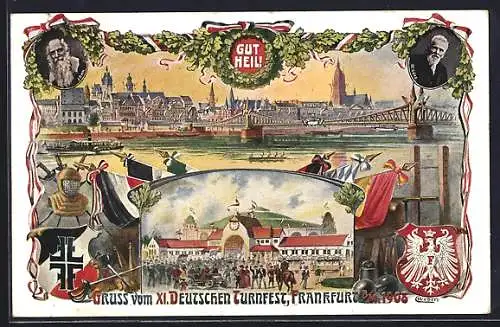 Künstler-AK Frankfurt / Main, XI. Deutschen Turnfest 1908, Wappen