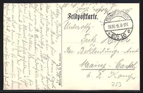 AK Frankfurt-Bockenheim, 2. Nass. Feldart. Reg. 63, Regts.-Kommandeur