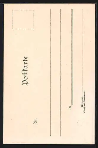 Künstler-Lithographie P. Hey: München, Schäfflertanz am Marienplatz