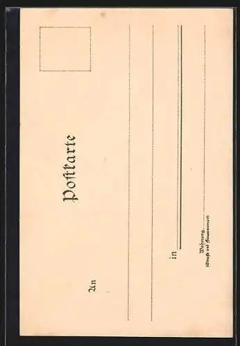 Künstler-Lithographie Paul Hey: München, Schäfflertanz auf dem Marienplatz und Schaulustige