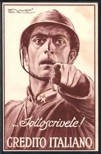 Künstler-AK Mauzan: Italienischer Soldat, Kriegsanleihe