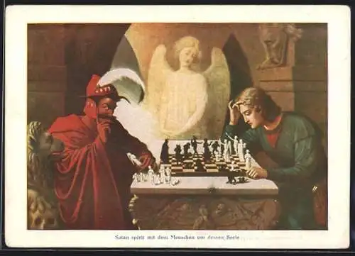 AK Satan spielt mit dem Menschen um dessen Seele