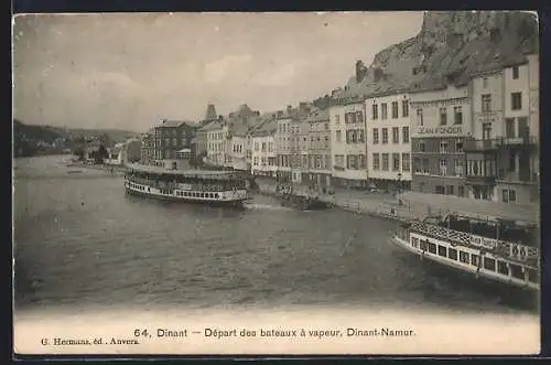 AK Dinant, Départ des bateaux à vapeur Dinant-Namur