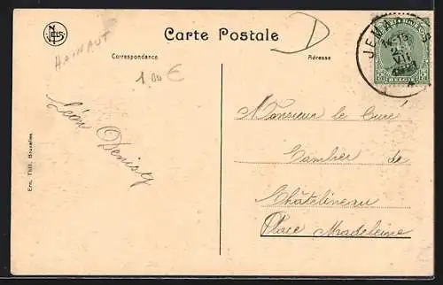 AK Jemappes, Institut St. Ferdinand, Maison de Campagne, Château incenidé par les Allemands 1914