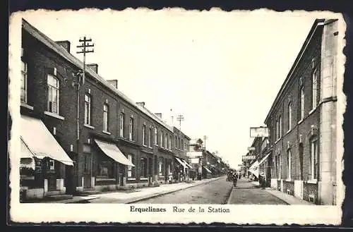 AK Erquelinnes, Rue de la Station, Strassenpartie