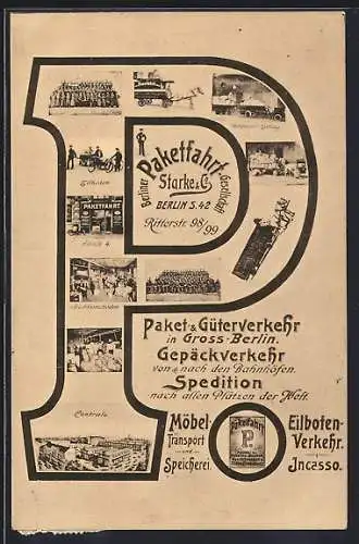 AK Berlin-Kreuzberg, Ritterstr. 98-99, Berliner Paketfahrt-Gesellschaft Starke & Co., Spedition, Güterverkehr u.a.