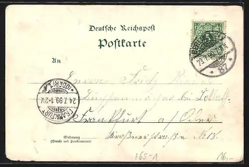 Lithographie Berlin-Grunewald, Bahnhof, Restaurant mit Gartenlokal
