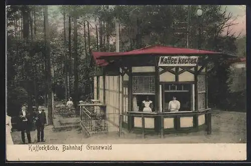 AK Grunewald, Kaffeeküche - Häuschen am Bahnhof