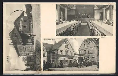 AK Grossenstein, Gasthof zum Adler und Bahnhof