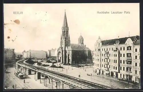 AK Berlin-Kreuzberg, Hochbahn Lausitzer Platz