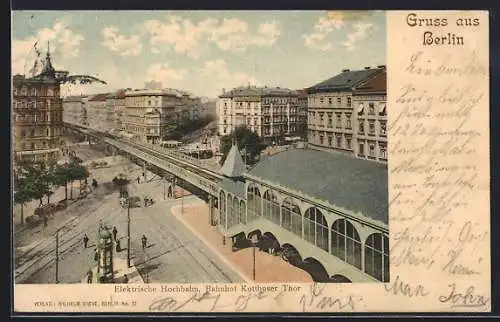 AK Berlin-Kreuzberg, U-Bahnhof Kottbusser Tor der elektr. Hochbahn